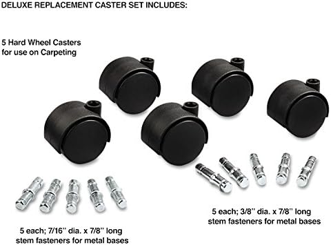 Master Caster 23622 Deluxe Duet Casters, najlon, B i K stabljike, 110 lbs./caster, 5/set