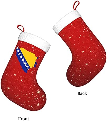 Qg zzx božićne čarape s bijelim super mekim plišanim manžetnim bosanskim kartama zastava božićni čarape božićne ukrase čarape
