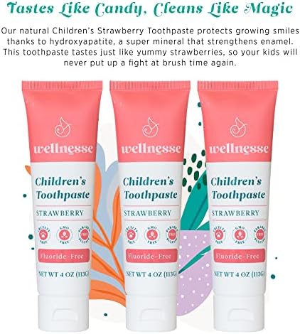 Wellness dječja pasta za zube - Pasta za zube bez fluorida za djecu i malu djecu - jagoda - 3 cijevi, 4 oz - napravljene