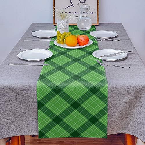 Sretan Dan svetog Patrika rustikalni zeleni tartan pamučni platneni stolnjak domaći ukrasni stolnjak za kuhinju, blagovaonicu,