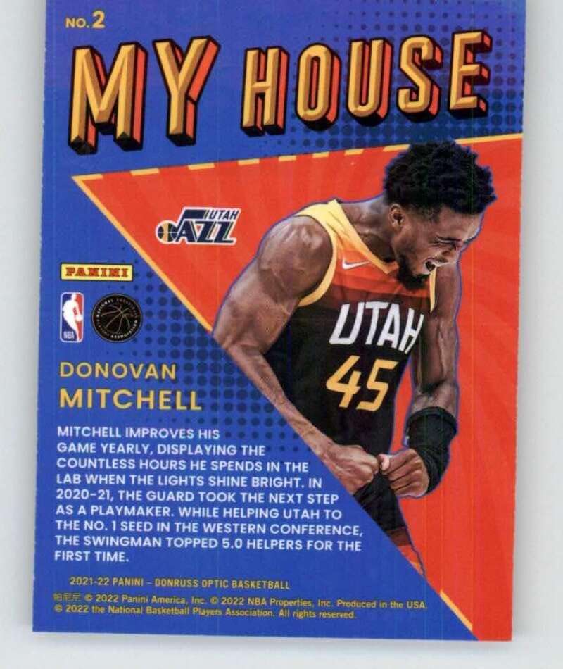 2021-22 Donruss Optic Moja kuća 2 Donovan Mitchell Utah Jazz NBA košarkaška karta
