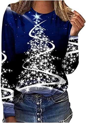Božićne košulje za žene 3d neonske print twimshirts labave fit majice dugih rukava Fancy Ugly Christmas džemper