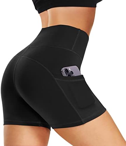 Biciklističke kratke hlače za žene s džepovima-kratke hlače od spandeksa visokog struka za vježbanje u teretani, jogu i trčanje