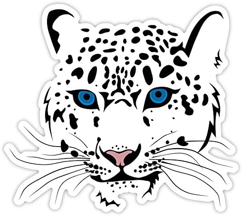 Snježni leopard plave oči naljepnice naljepnica 5 x 4