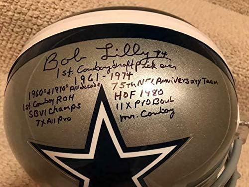 Bob Lillie potpisao je kacigu u punoj veličini od 10 + 10-NFL kacige s autogramima