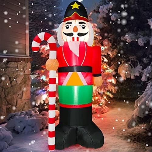 Turnmron 4 stopala božićne gužve za napuhavanje Nutcracker Vanjski ukras, LED osvijetljeni vojnici Candy trs Božić Blow up