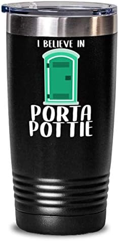 Porta Potty Tumbler, vjerujem u porta 20oz kava crni tumbler, porta lopti nehrđajući čelik izolirani poklopac šalice