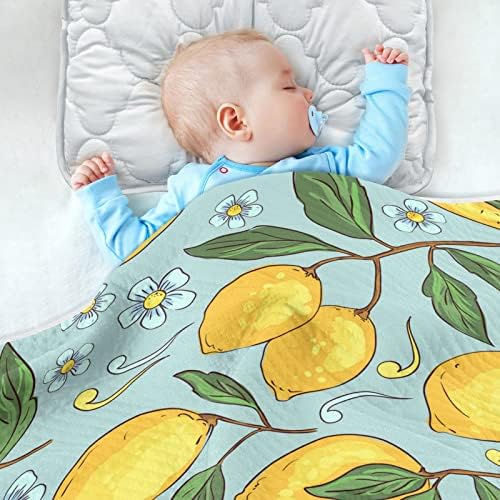 Swaddle pokrivač tropski žuti limun pamučni pokrivač za novorođenčad, primanje pokrivača, lagana mekana pokrivača za krevetić,