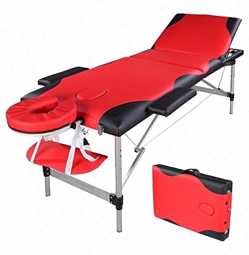 3 sekcije 185 ~ 60 ~ 81cm krevet za ljepotu sklopiva Aluminijska cijev spa masažni stol za izgradnju tijela crvena s crnim