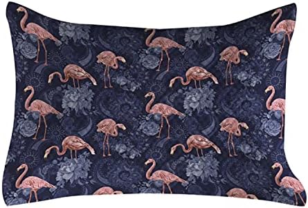 Ambasonne Jacobean prešiljeni jastuk, suvremeni i egzotični postavljeni cvjetni uzorak džungle s flamingosima, standardni
