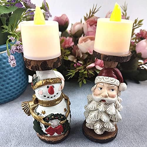 Svijećnjak od smole Božićni Santa snjegović svijećnjaci za stup svijeća čajna svjetiljka funkcionalni stolni Božićni ukras