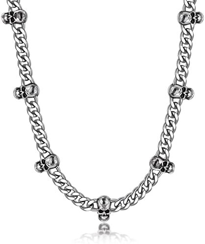 Ogrlica od bodljikave žice u kubanskom stilu za žene, muškarce, nehrđajući čelik / crni gotički šiljci, lubanja, ogrlica