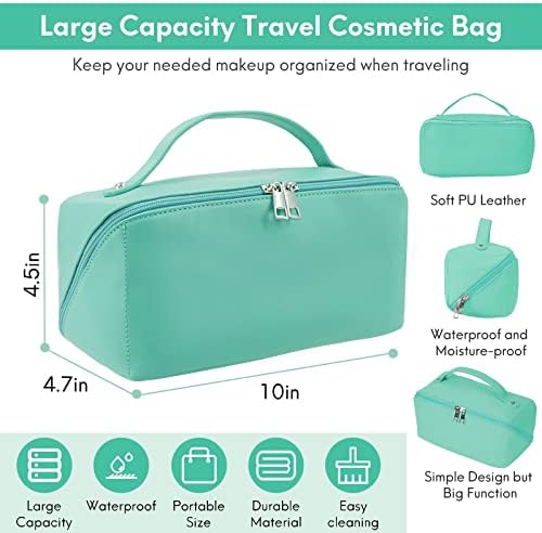 Kozmetička torba za putovanja, torba za šminkanje velikog kapaciteta, vodootporna otvorena ravna putna kozmetička torba,