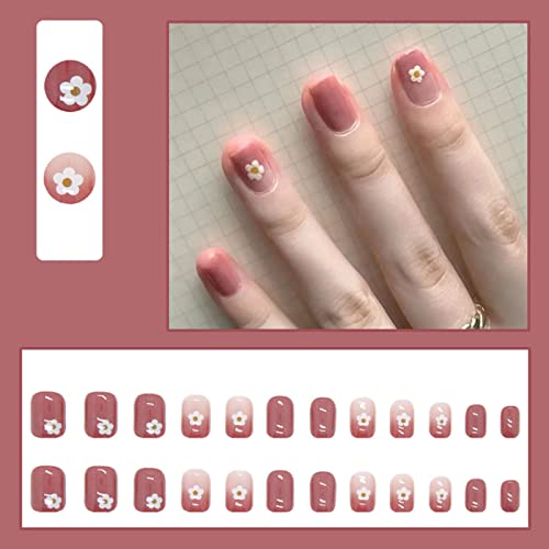 Kvadratna preša na noktima kratki Gradijentni lažni nokti u ružičastoj boji s potpunim pokrivanjem cvjetni lažni nokti za