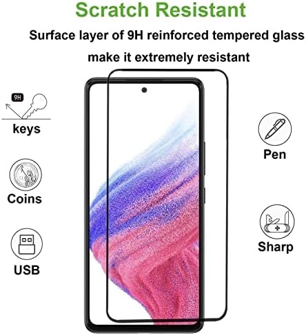 Zaštitna folija za zaslon od kaljenog stakla, 2 kom., kompatibilan sa Samsung Galaxy a a53 / A52 / A51 5G, 6,5-inčni, crne