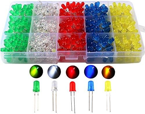 Dioda koja emitira svjetlost, asortiman LED dioda, raspršena 2-pinska okrugla boja Bijela / crvena / žuta / zelena/plava