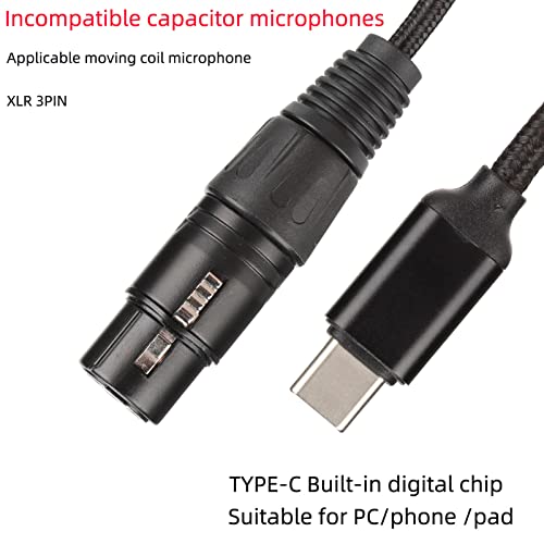 Skok USB C u XLR ženski kabel, nizak šum XLR na USB C Microphone kabel za podršku HiFi utikač i igrač CIC CABLE za Win System