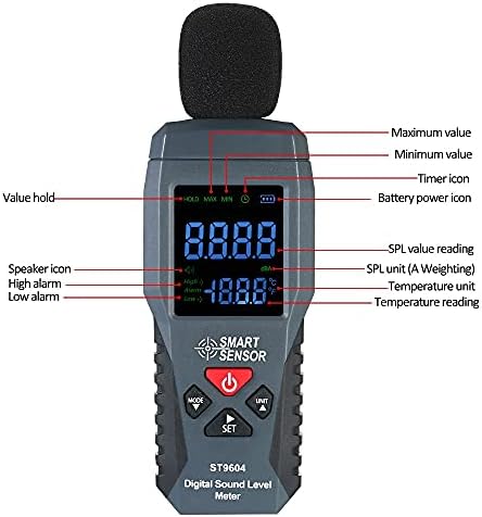 SDFGH Mini Digitalni zvučni mjerač buke LCD zaslon za mjerenje buke mjerni instrument decibel ispitivač