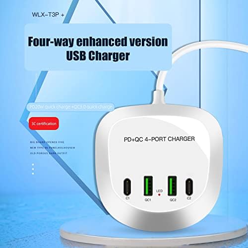 WanLongxin 4 USB Hub za punjenje, USB stanica za punjenje s Quick Charge 3.0, radna postaja za punjenje USB -a za više uređaja,