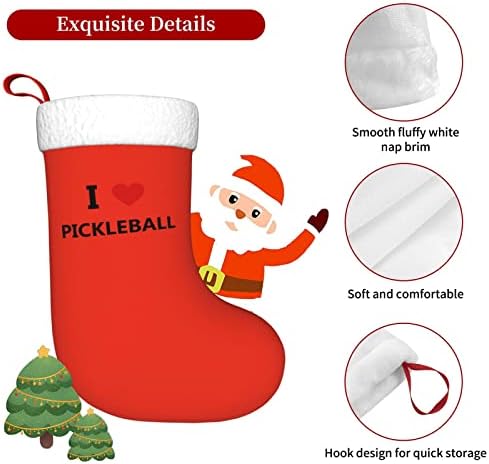 CUTEDWARF Volim pickleball Christma čarape Xmas ukrasi za drveće božićne čarape za božićne blagdanske zabave darovi 18-inčni