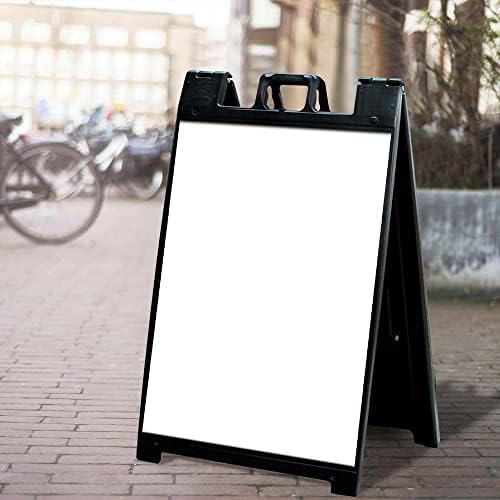 BannerBuzz Economy A-Frame Sign Walkwalk s suhom površinom za brisanje, crnim plastičnim okvirom, bijelom pločom za vanjsko