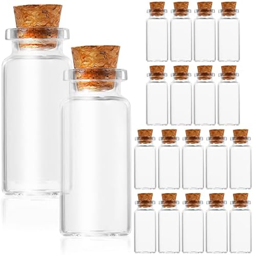 Zerodeko 20 PCS staklene boce s drvenim plutama staklene staklene staklenke čistim bocama za lepljenje Male boce za želju