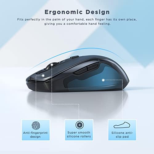 Bežični miš za prijenosno računalo, Ergonomski miš sa frekvencija od 2,4 Ghz i USB prijemnik, udoban touch, 3-level 3200