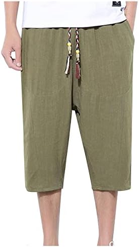 YMOSRH muške kratke hlače povremene čvrste boje pamučna lane lagane udobne casual kratke hlače kratke hlače kratke hlače