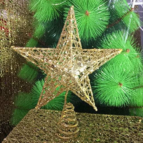 AMOSFUN 20CM Zvjezdana stablo Topper 5 Ocrtani sjajni ukras Sjajni ukras za božićno drvce za kućnu zabavu