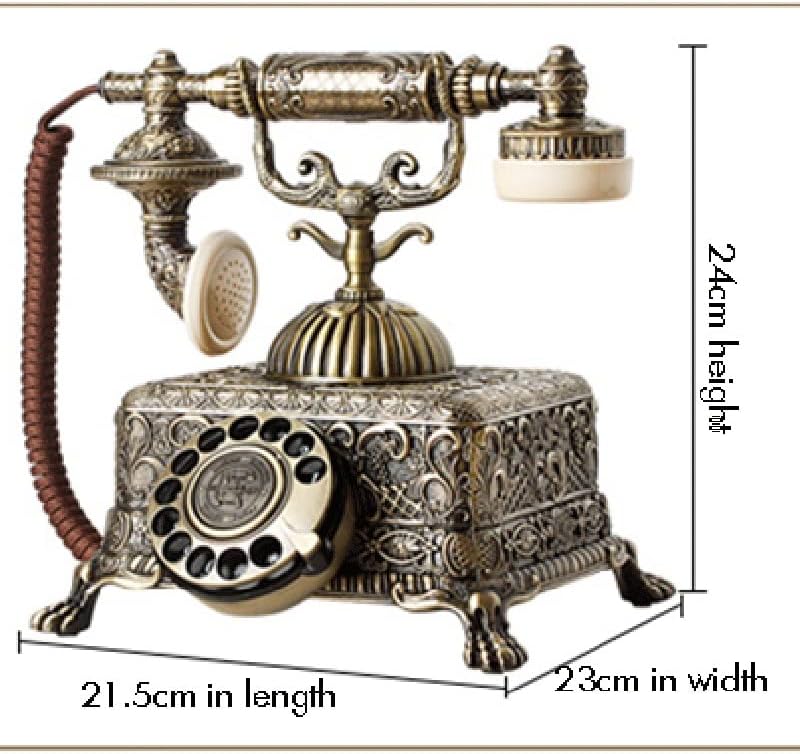 SJYDQ Metal Vintage Antique Telefon Old Fashion kabel s fiksnom linijom telefona s rotacijskim biranjem za ukras kućnog ureda