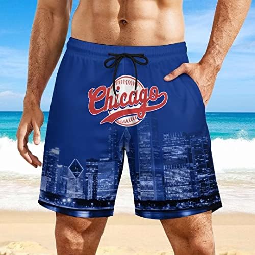 Muške bejzbolske kratke hlače, 2 u 1 kratke hlače za trčanje, gradski noćni krajolik, Muške kratke hlače za plažu s džepom