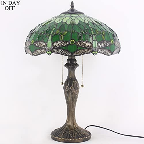 Stolna svjetiljka u stilu Tiffani sa zelenim vitražom noćna svjetiljka vretenc 16.16.24 inča stolna svjetiljka za čitanje