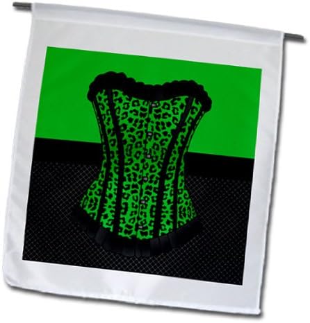 3Drose fl_58705_1 Zeleni i crni keetah tiskani korzet na crnoj ribi mreže Garden zastave, 12 do 18 inča