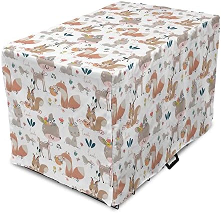 Poklopac sanduka za šumske pse, Fox Gazelle Rabbit Pastel Flowers Birds Butterfly Botanic Magic Priroda, jednostavan za korištenje