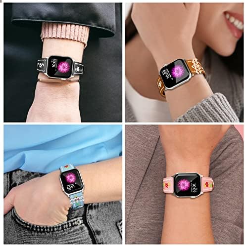 Kompatibilno s Apple Watch Band 38/40/41/42/44/44/45/49mm, Cvjetna kožna remen za Apple Watch Series 7 6 5 4 3 2 1 SE Ultra