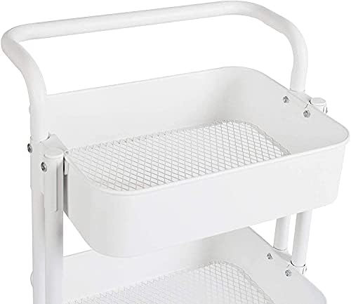 Kuhinjska 3-slojna metalna kolica s praktičnom ručkom i ABS košaricom za odlaganje
