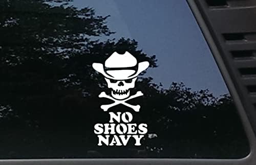 Pirate lubanje W kaubojski šešir - bez cipela Navy - 3 3/4 X 6 1/4 Umri izrezati vinil naljepnicu/naljepnica za prozore,