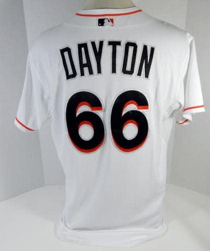 2015 Miami Marlins Grant Dayton 66 Igra Upotrijebljena White Jersey Ext Spring Training 4 - Igra korištena MLB dresova
