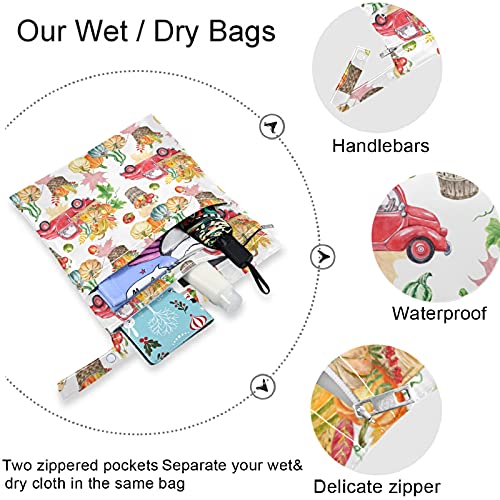 2kom mokra torba s džepovima s patentnim zatvaračem periva prostrana torba za pelene za višekratnu upotrebu za putovanja,