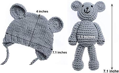 Heklani šešir za novorođenčad s medvjedom za bebe Odjeća za fotografiranje šišmiša