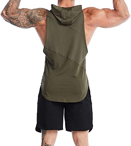 Wenkomg1 muški kapuljača Spremnik Top Top Solid Color Boje bez rukava, majice, trendi bodybuilding aktivna košulja